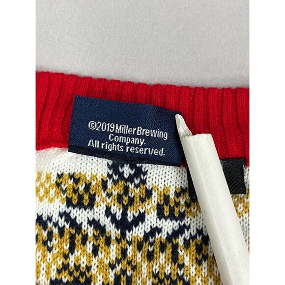 New 2019 Miller Lite Beer Holiday Ugly Christmas Sweater Vest with Reindeer - Picture 3 of 7